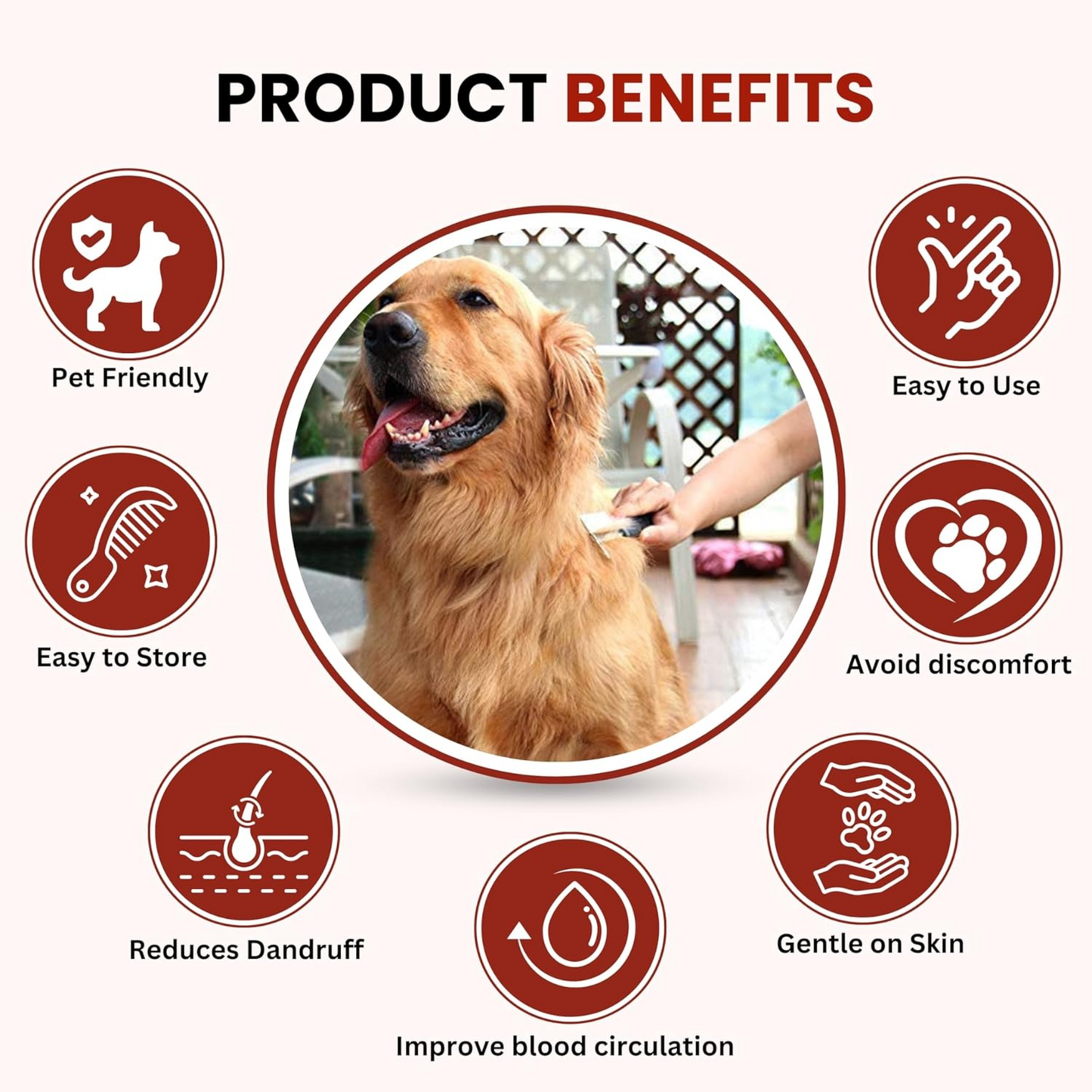 Petblush Double Side Paw Print Grip Comb For Dogs and Cats