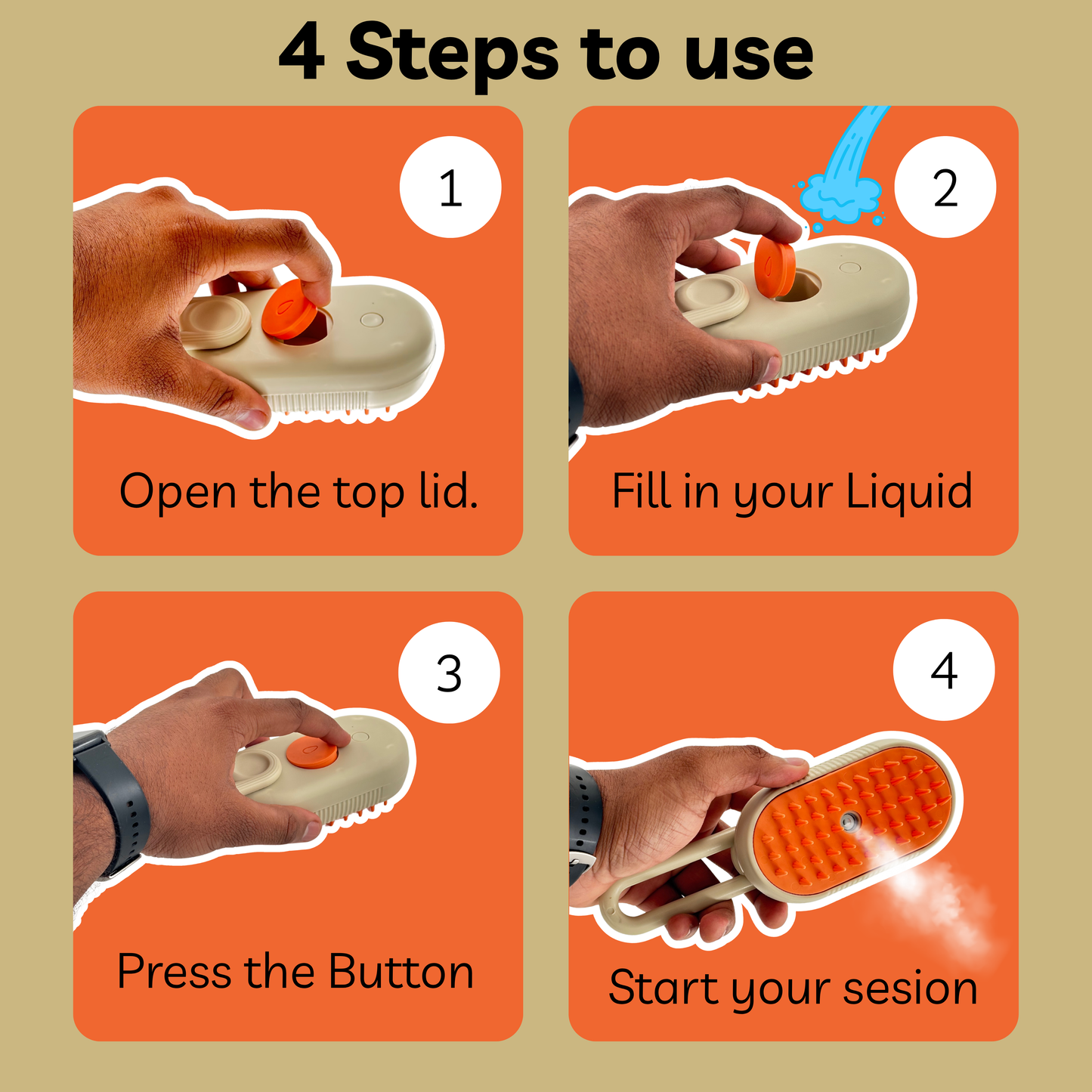 Petblush 3 in 1 Pet Grooming Brush | Perfect for Both Cats & Dogs