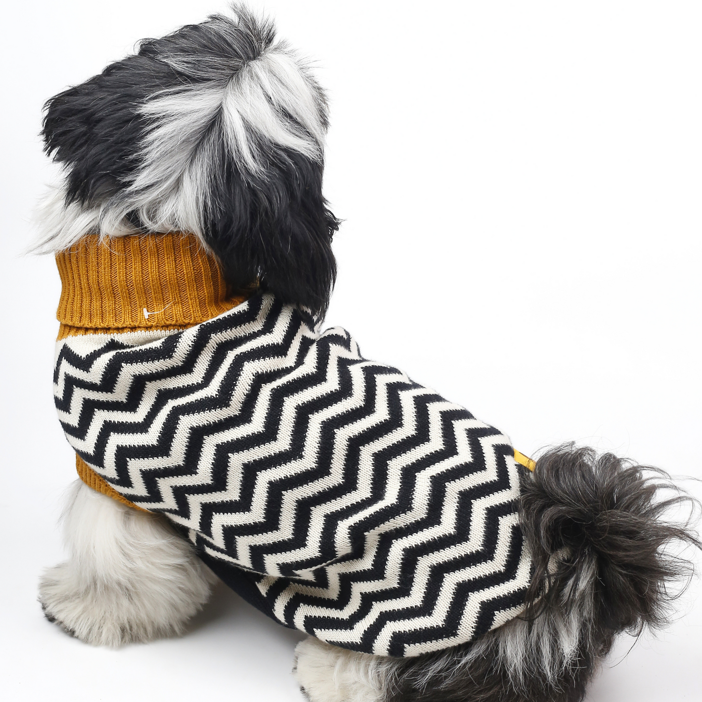 Petblush Zig Zag High Neck Knit Sweater For Dogs
