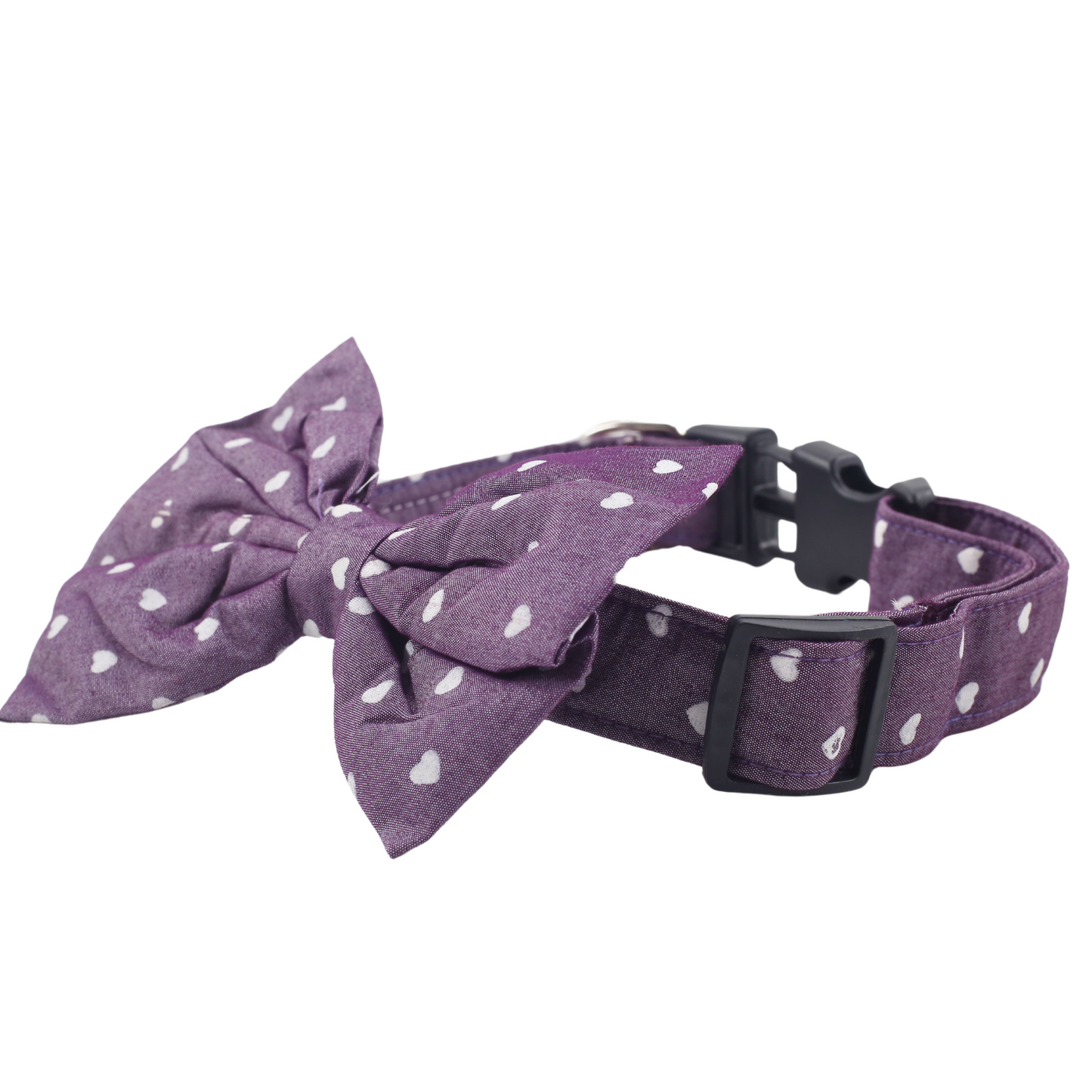 Petblush Heart Print Bow Collar For Puppies