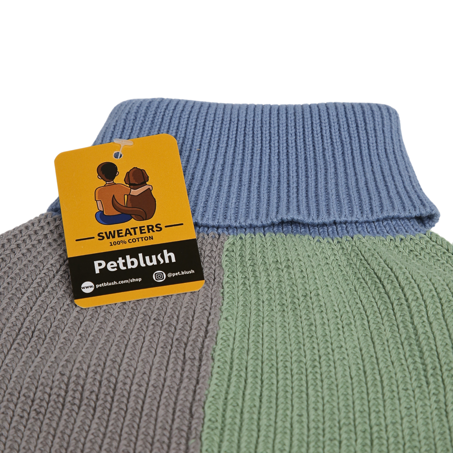 Petblush Multicolor Blocks High Neck Knit Sweater For Dogs