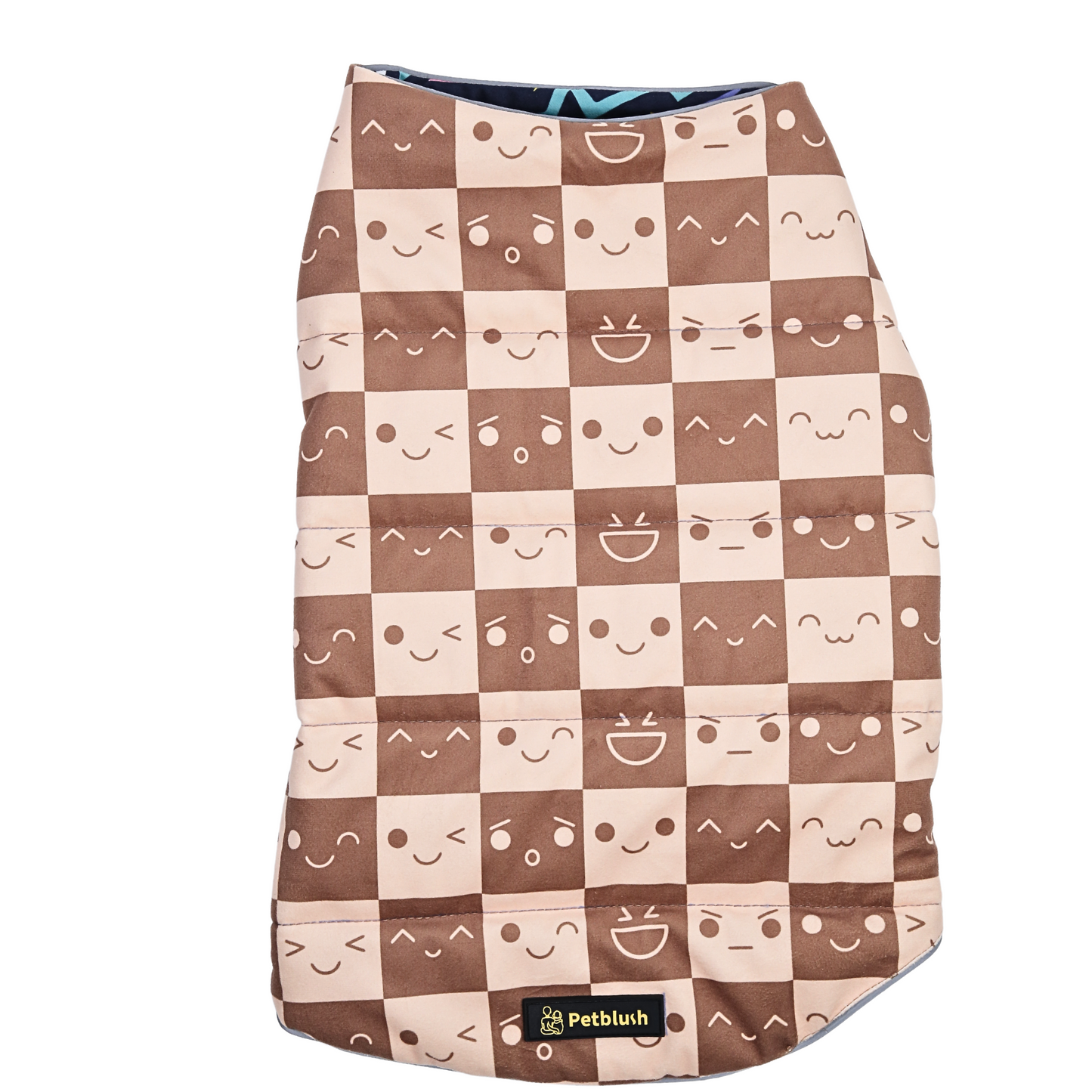 Petblush Emojis & Abstract Reversible Velvet Jacket For Dogs