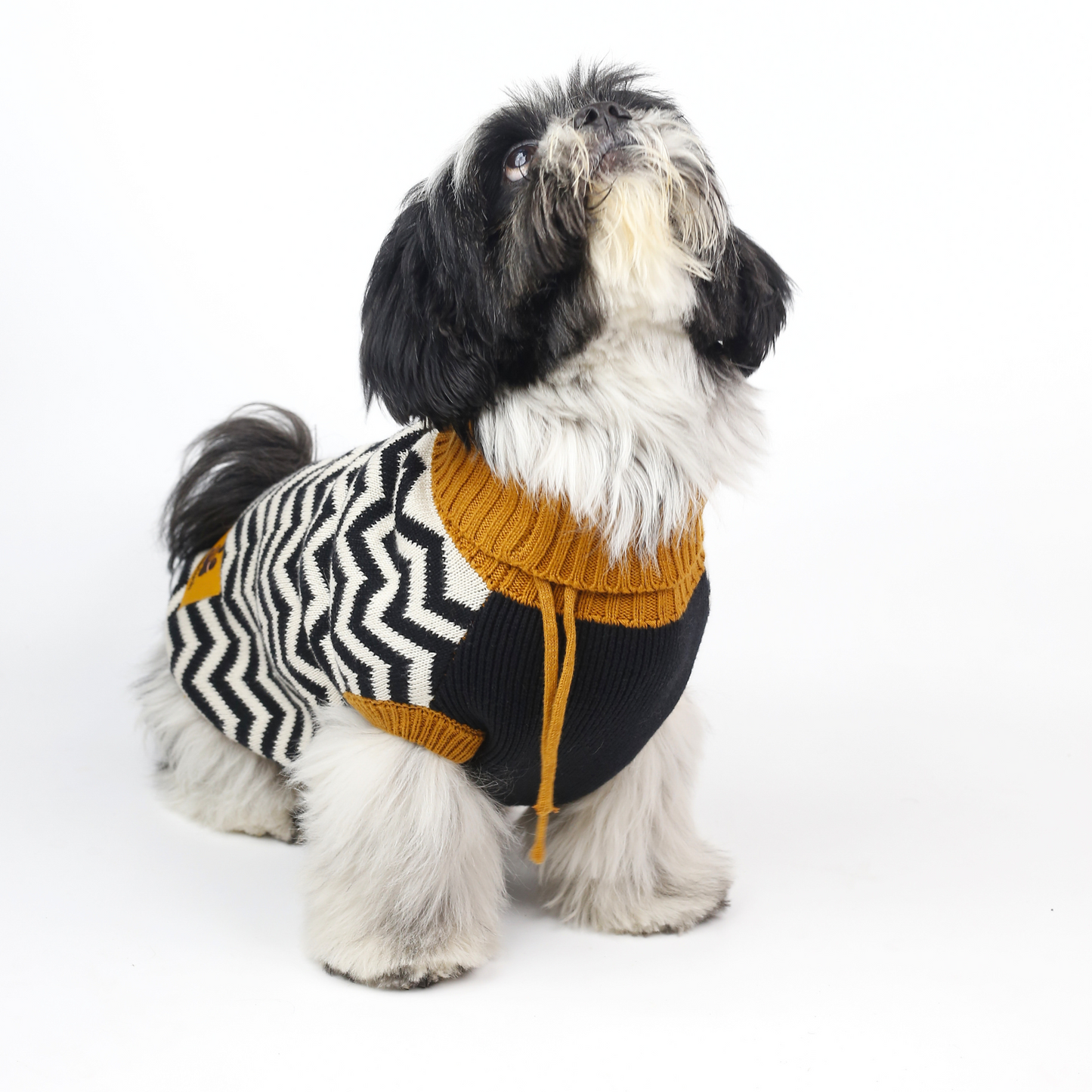 Petblush Zig Zag High Neck Knit Sweater For Dogs
