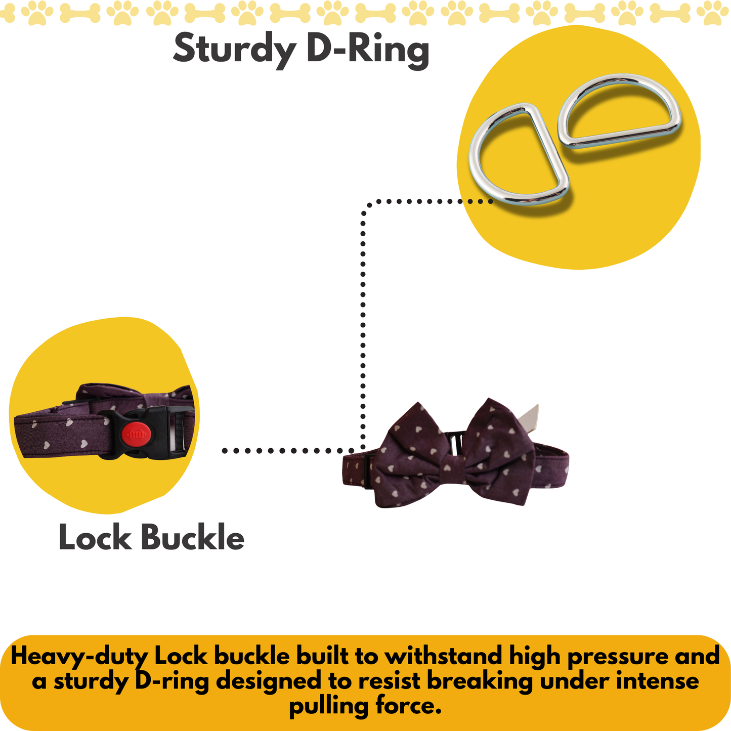 Petblush Heart Print Bow Collar For Puppies