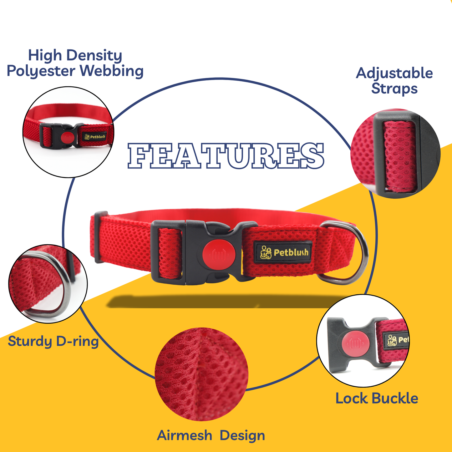 Petblush Airmesh Collar with Lock Buckle