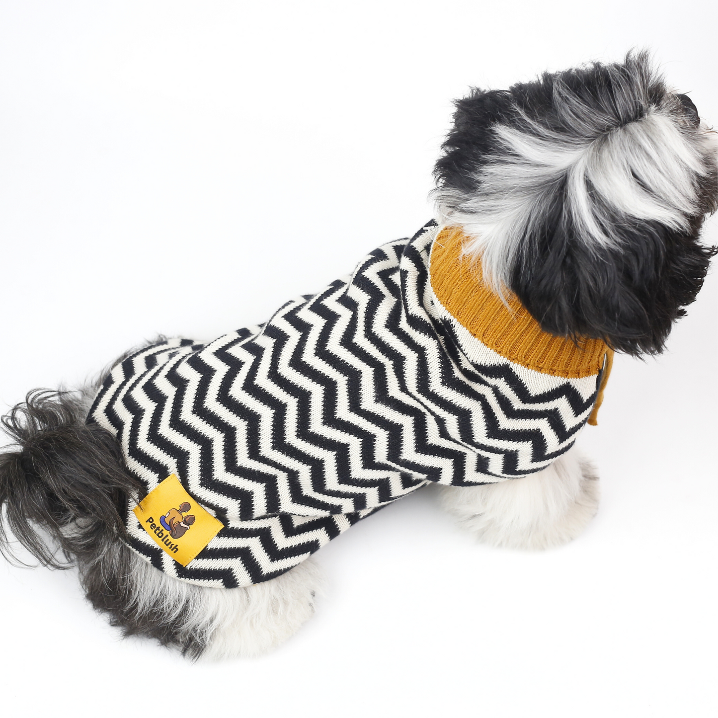 Petblush Zig Zag High Neck Knit Sweater For Dogs