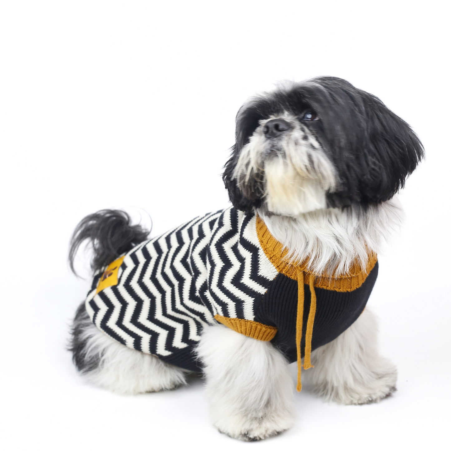 Petblush Zig Zag High Neck Knit Sweater For Dogs