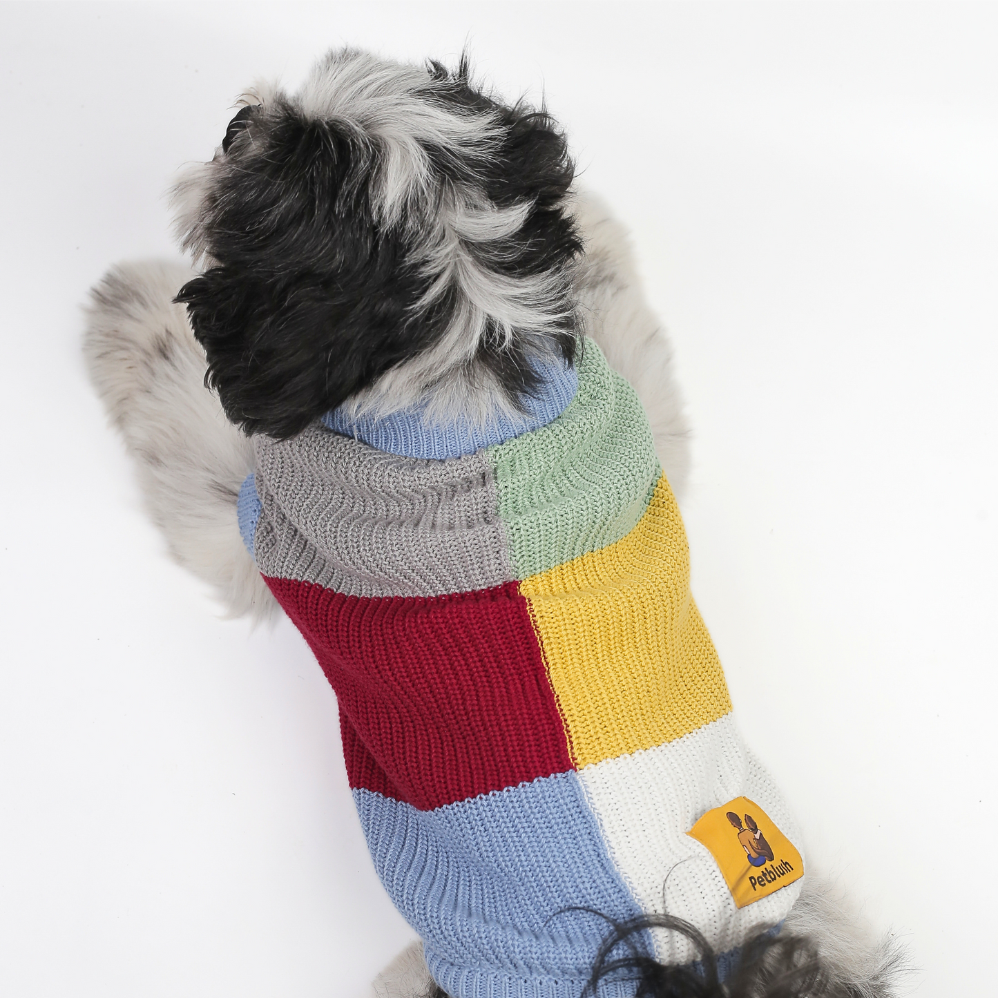 Petblush Multicolor Blocks High Neck Knit Sweater For Dogs