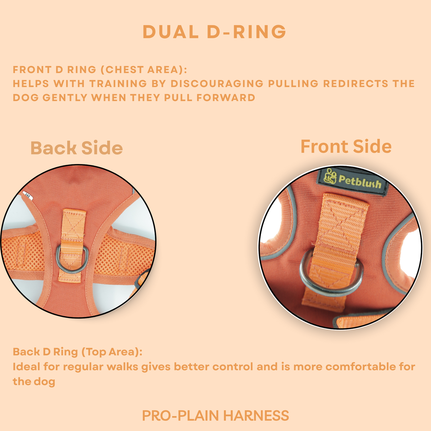 Petblush Pro Double Side Plain Harness For Dogs