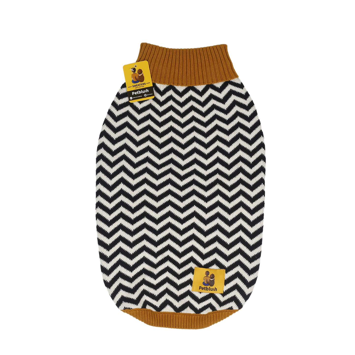 Petblush Zig Zag High Neck Knit Sweater For Dogs