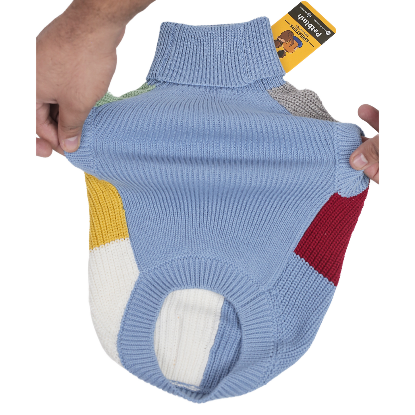 Petblush Multicolor Blocks High Neck Knit Sweater For Dogs