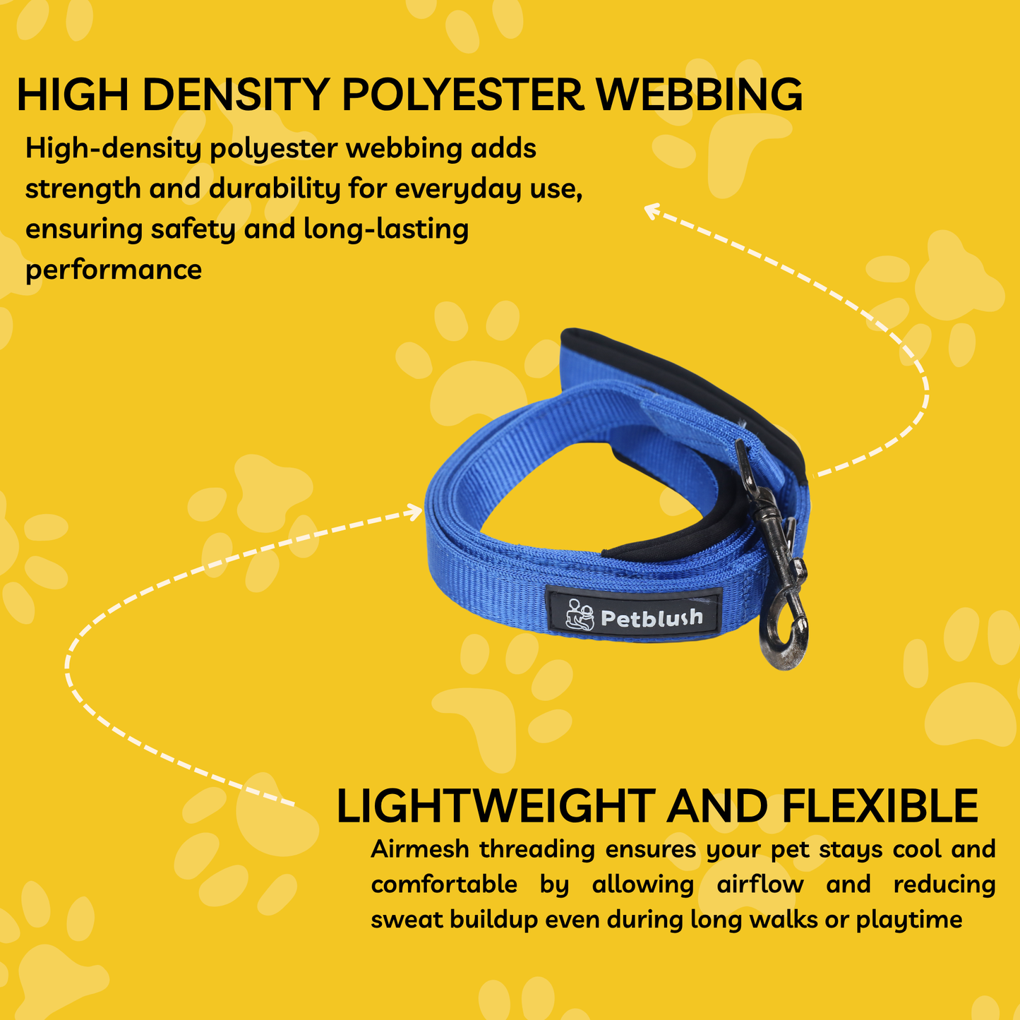 Petblush Classic Padded Double Handle Leash For Dogs