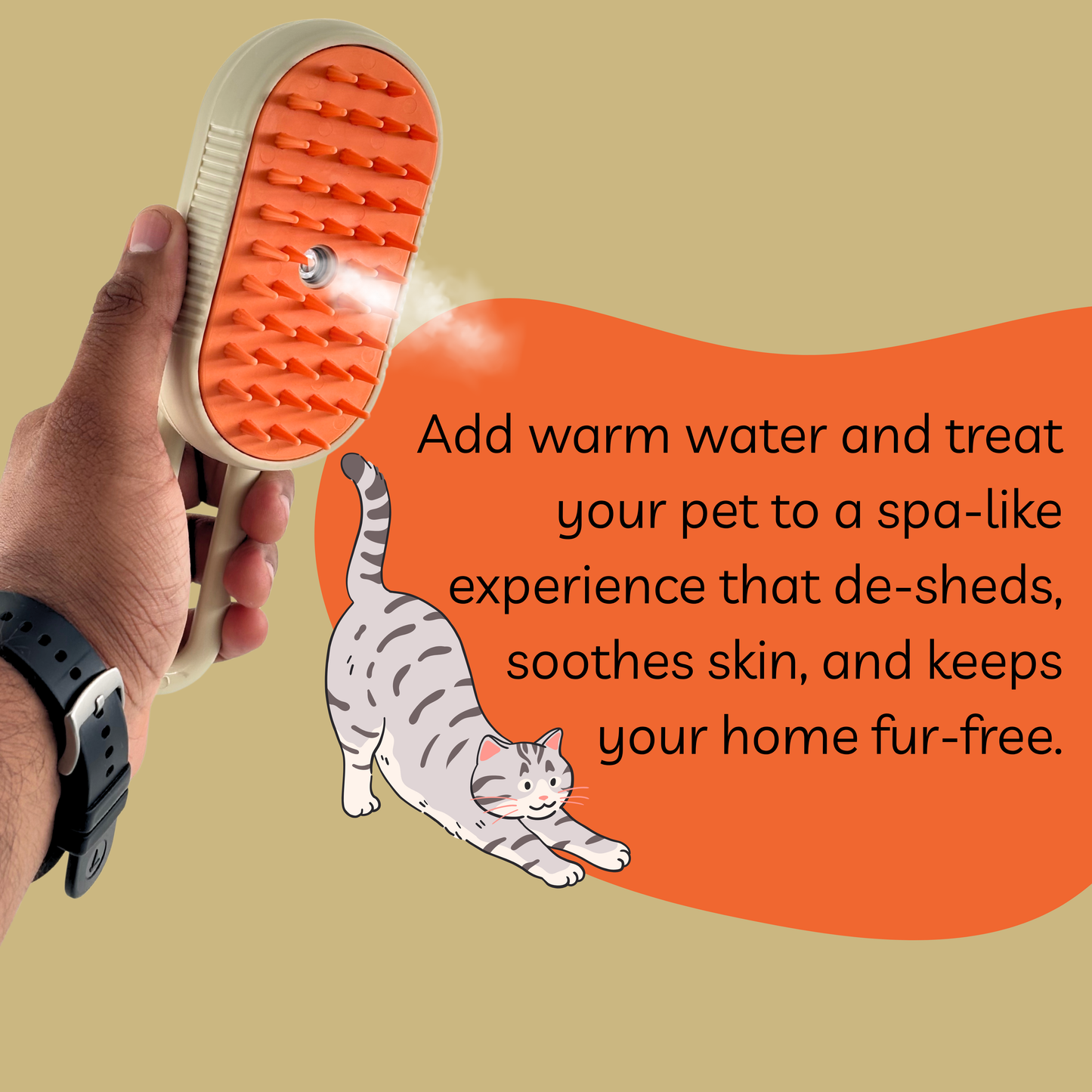 Petblush 3 in 1 Pet Grooming Brush | Perfect for Both Cats & Dogs
