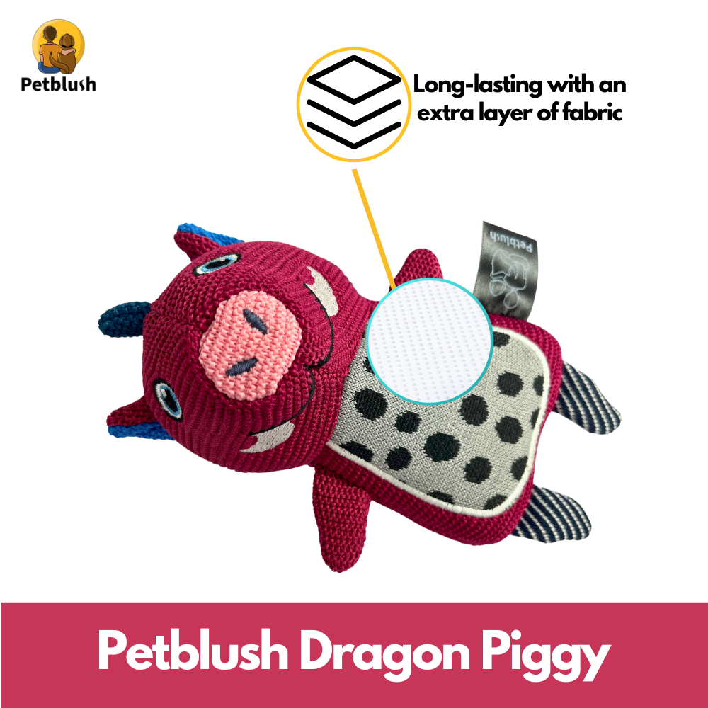 Petblush Dragon Piggy Plush Toy for Dogs & Cats