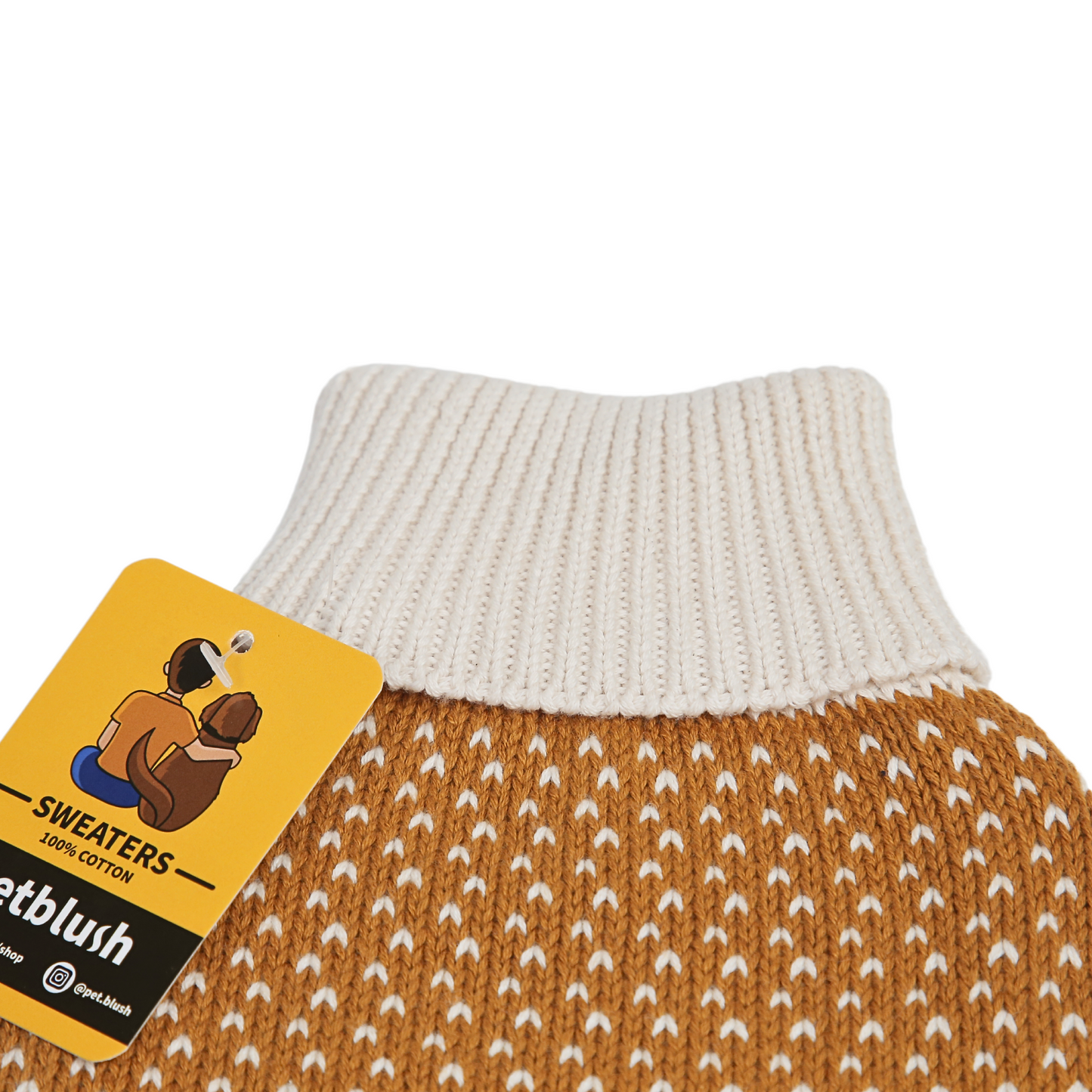 Petblush Natural Mustard High Neck Knit Sweater For Dogs