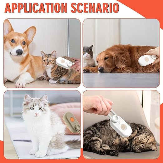 Steam Brush with Handle for Dogs and Cats