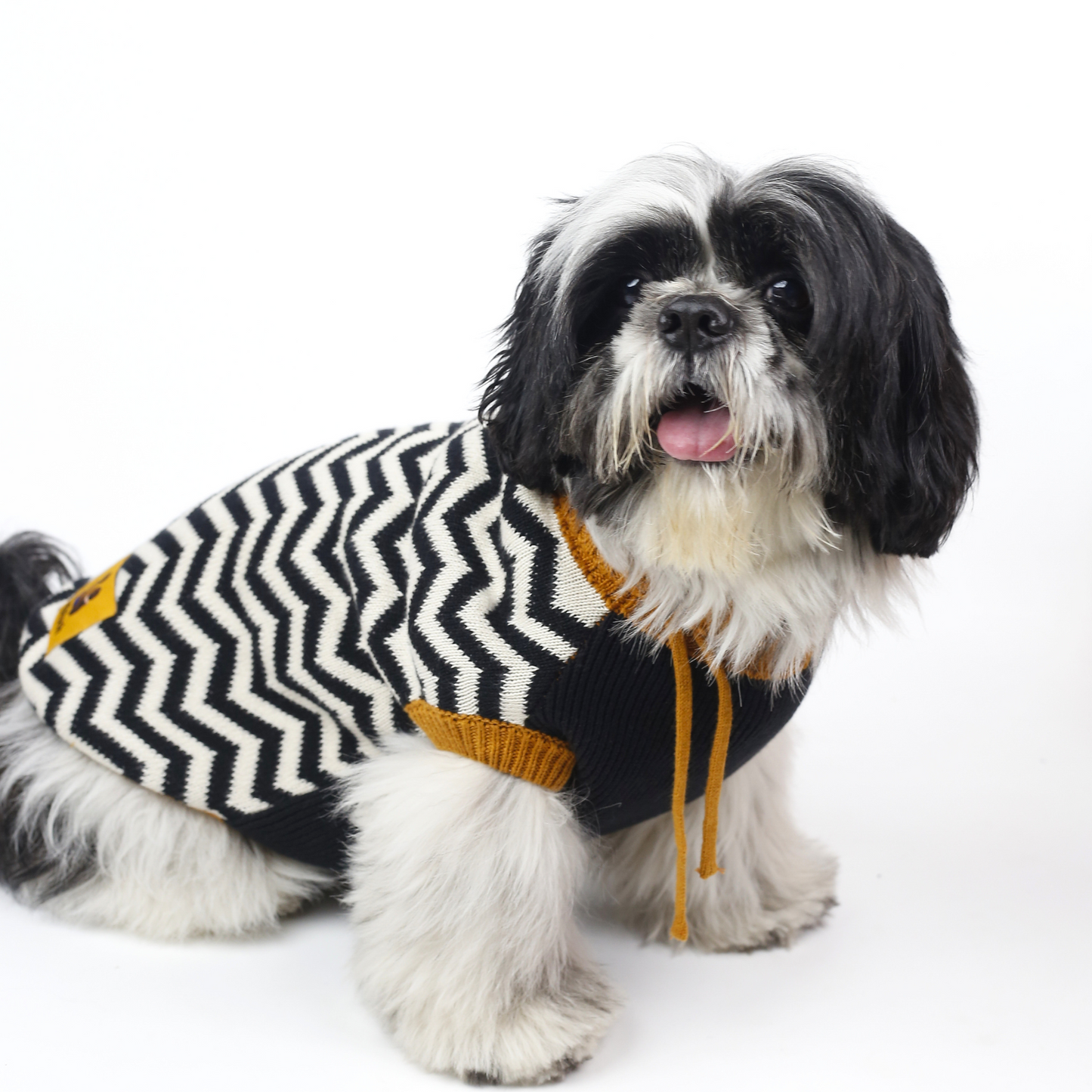 Petblush Zig Zag High Neck Knit Sweater For Dogs