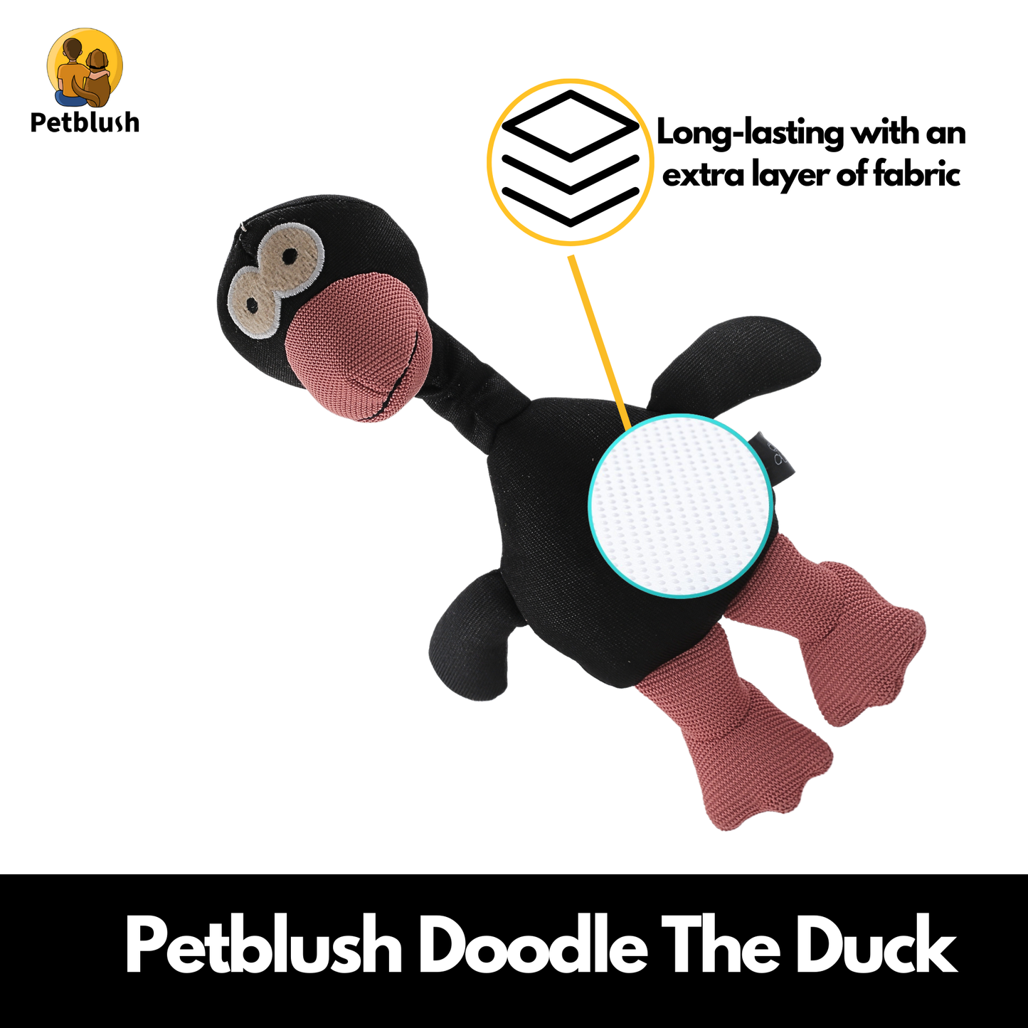 Petblush Doodle The Duck Plush Toy for Dogs