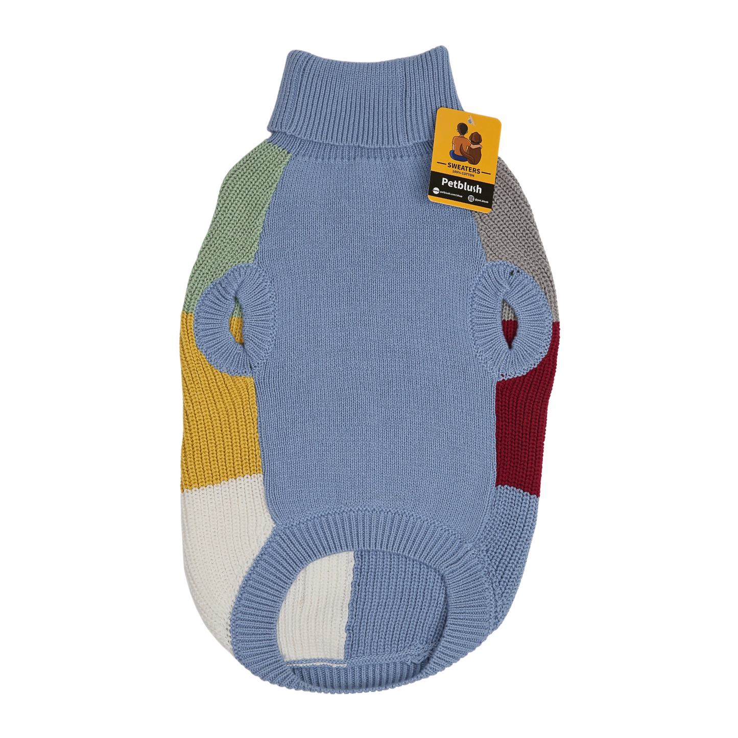 Petblush Multicolor Blocks High Neck Knit Sweater For Dogs