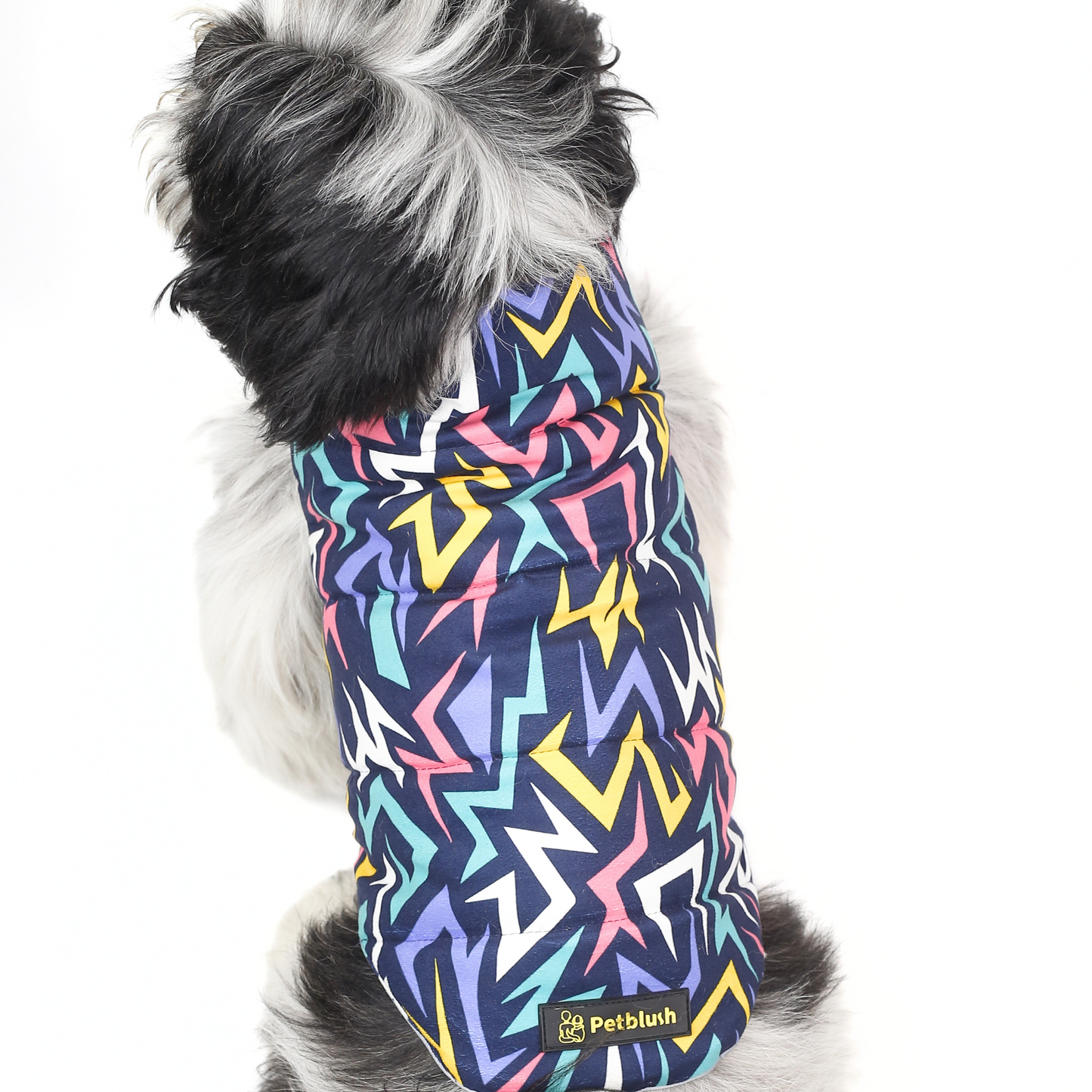 Petblush Emojis & Abstract Reversible Velvet Jacket For Dogs