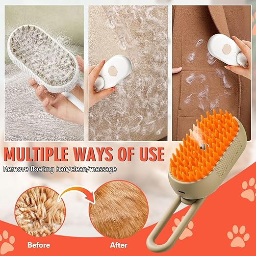 Steam Brush with Handle for Dogs and Cats