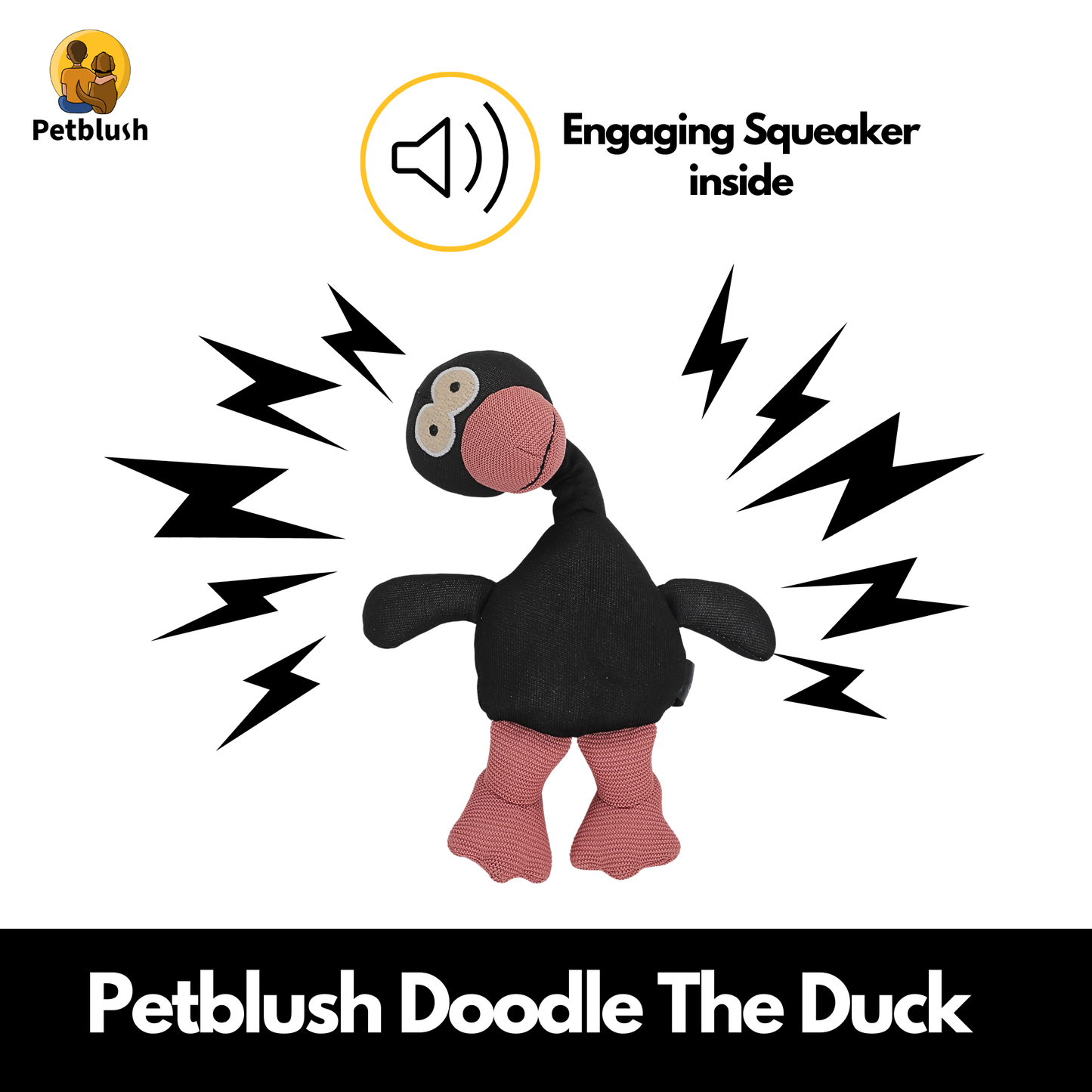 Petblush Doodle The Duck Plush Toy for Dogs