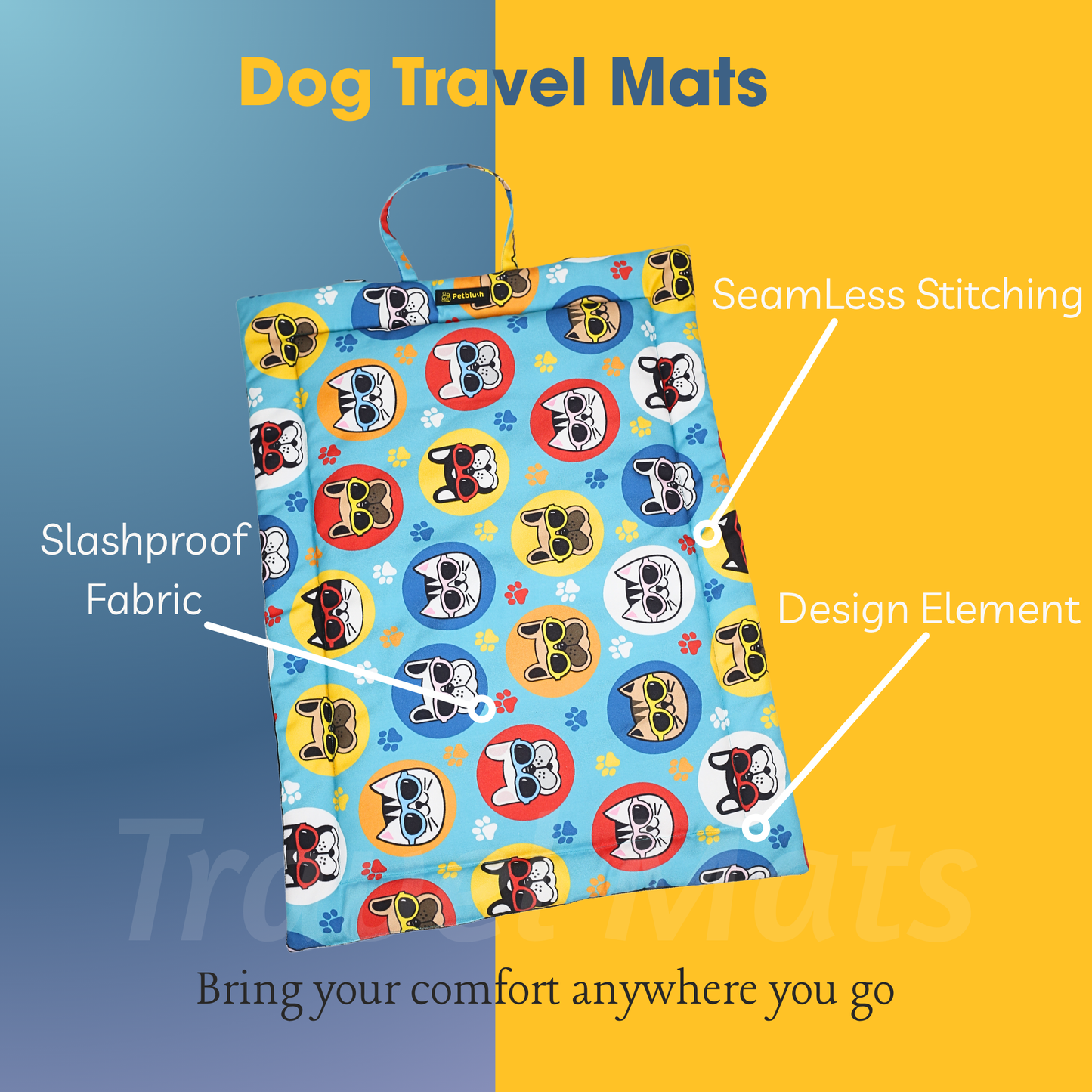 Petblush Cool Dog & Cat Foldable Travel Mat For Dogs & Cats