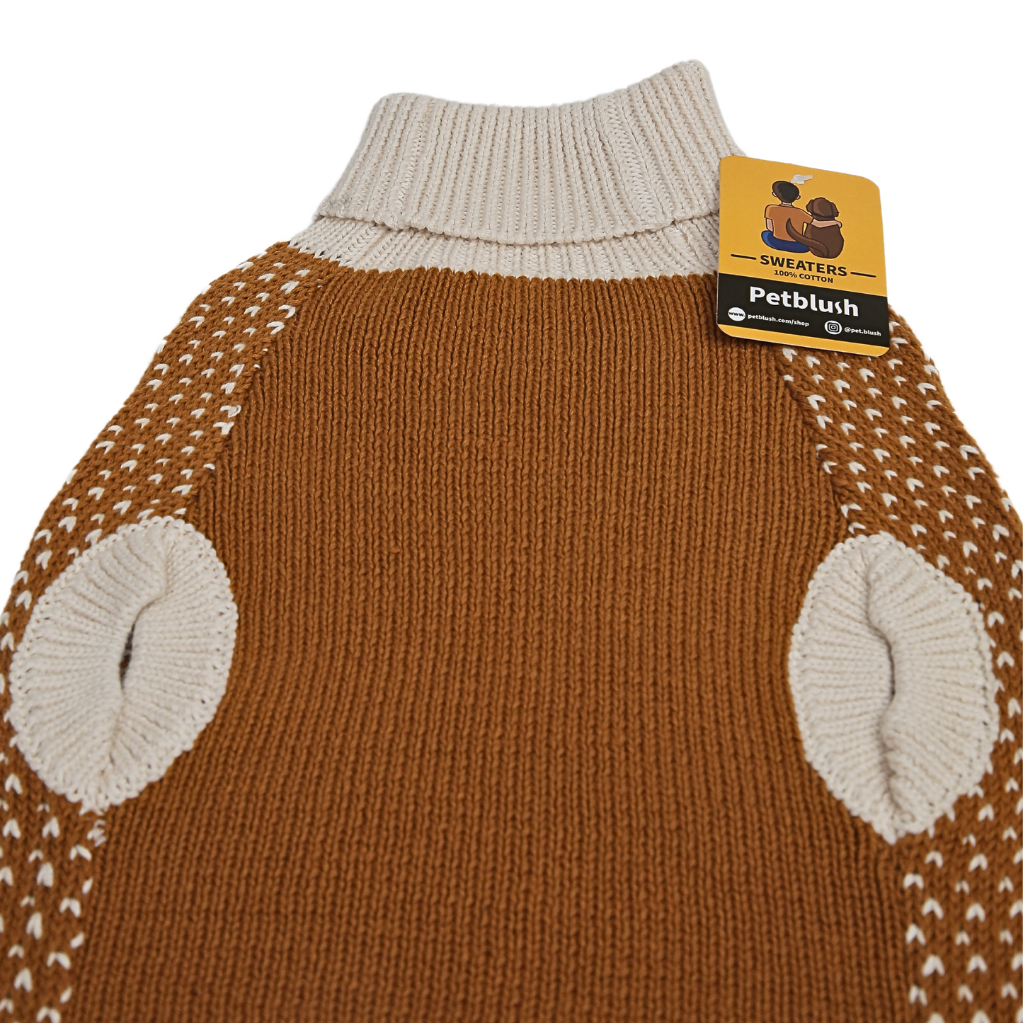 Petblush Natural Mustard High Neck Knit Sweater For Dogs