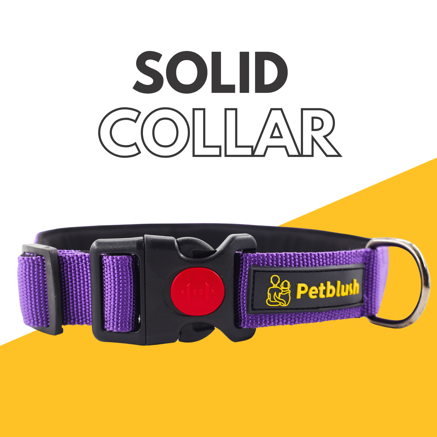 Petblush Premium Solid Padded Collar With Lock Buckle For Dogs
