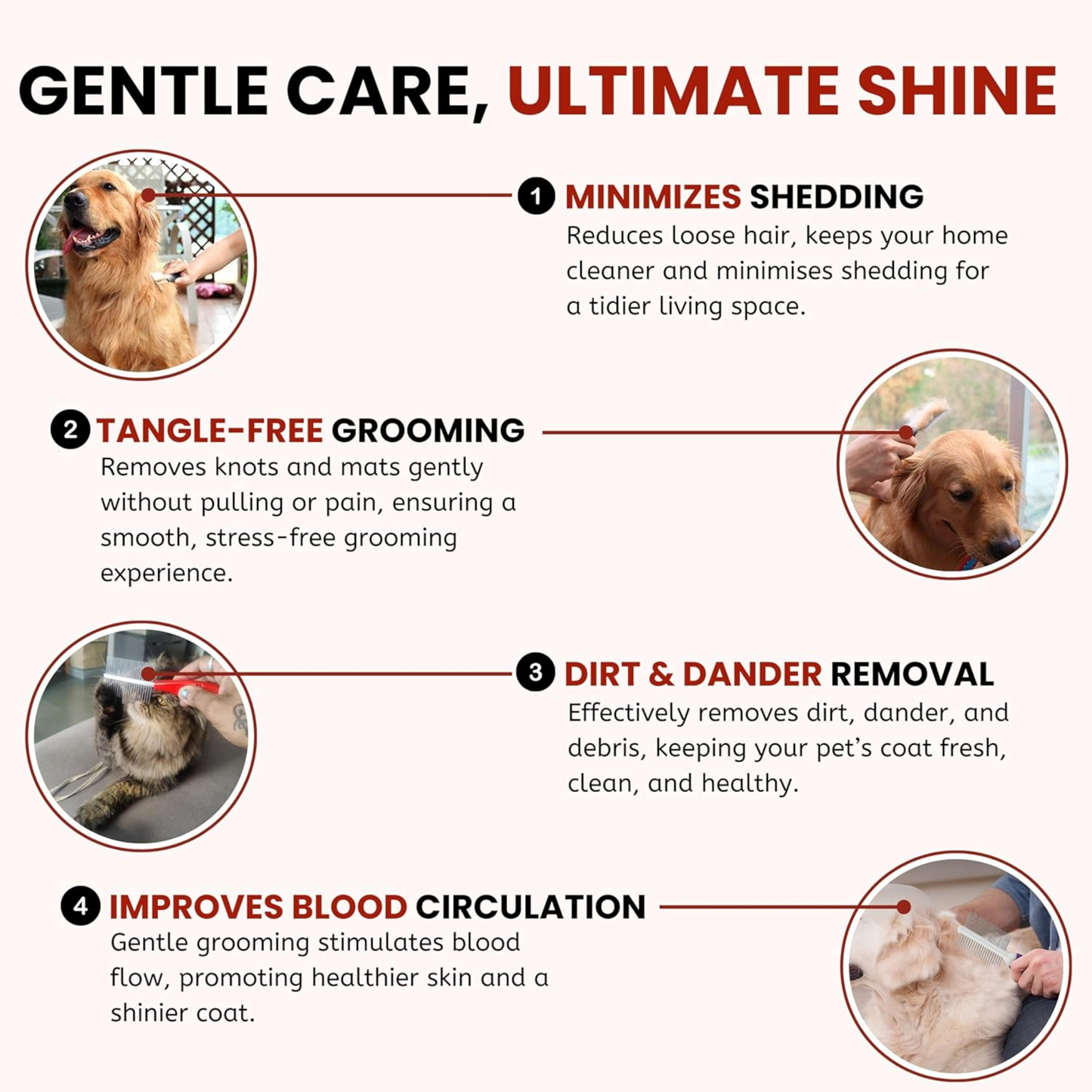 Petblush Double Side Paw Print Grip Comb For Dogs and Cats