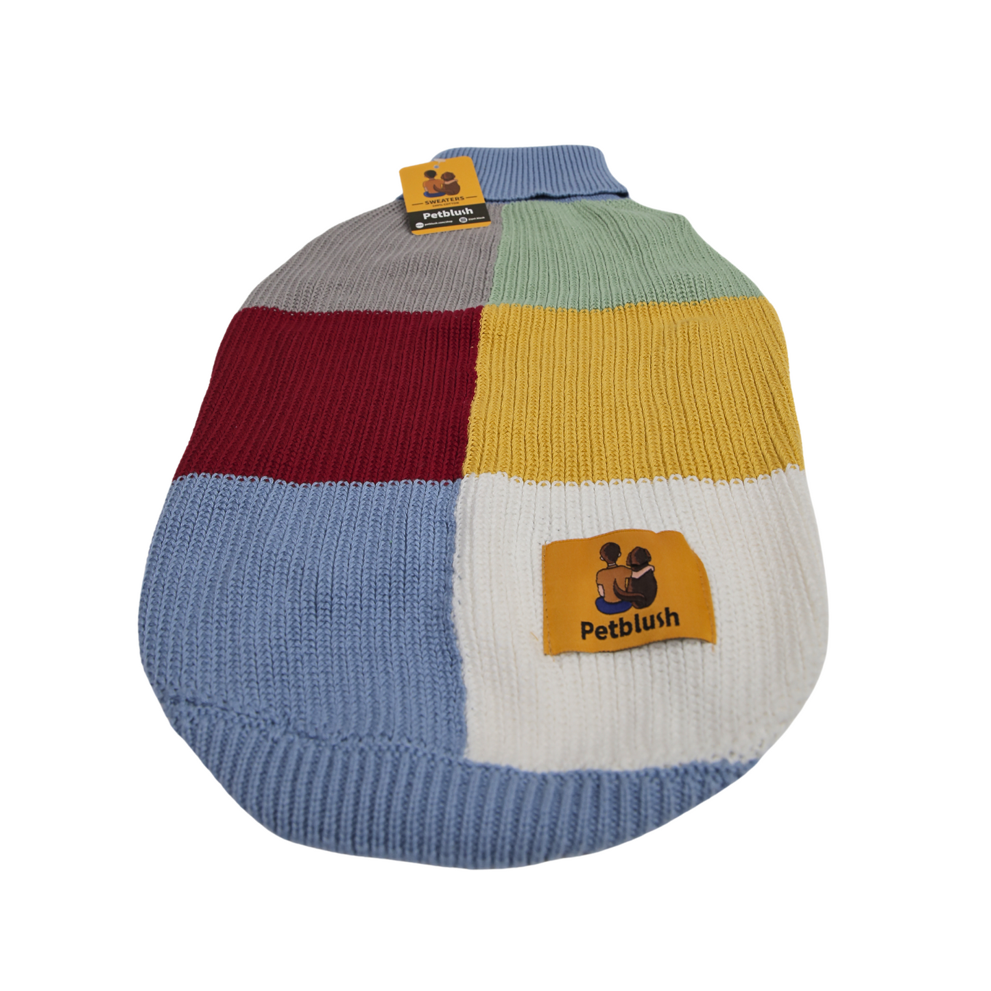 Petblush Multicolor Blocks High Neck Knit Sweater For Dogs