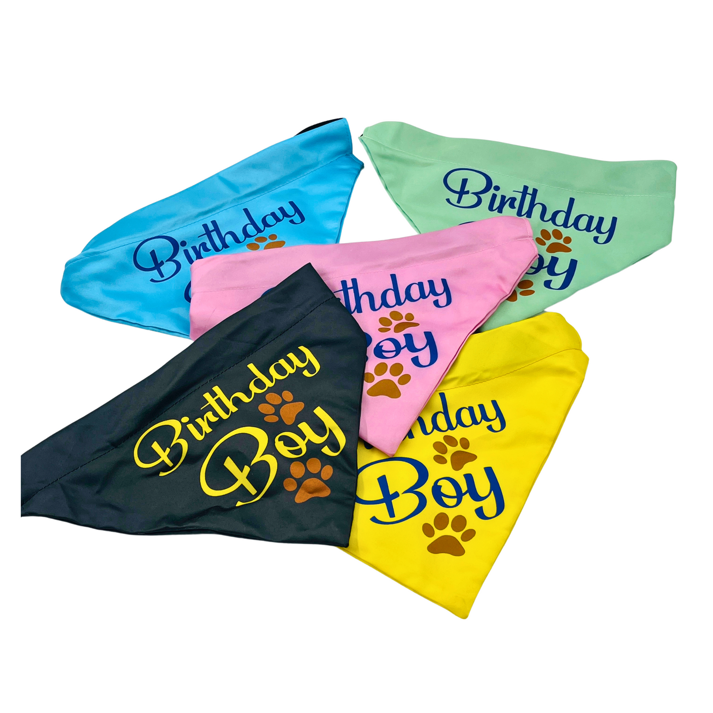 Petblush Birthday Boy Paw Print Bandana for Dogs
