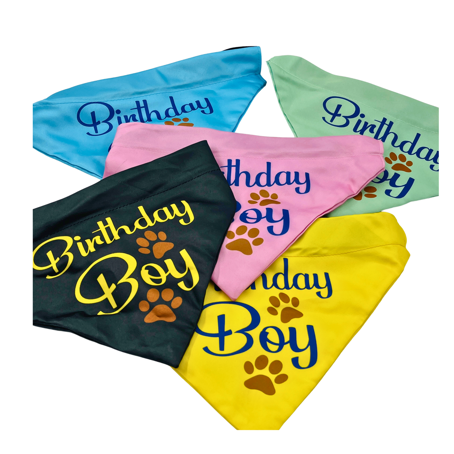 Petblush Birthday Boy Paw Print Bandana for Dogs
