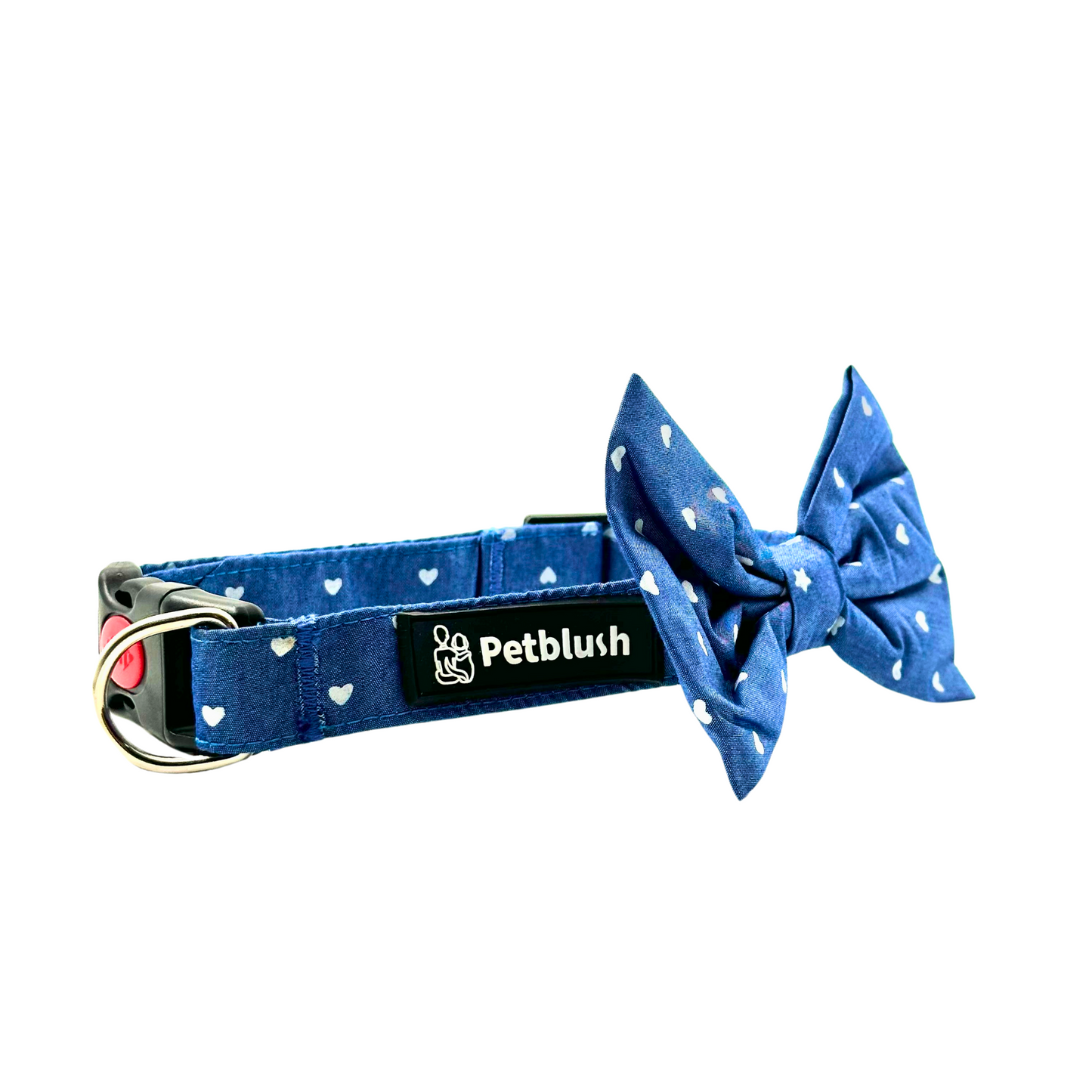 Petblush Heart Print Bow Collar For Puppies