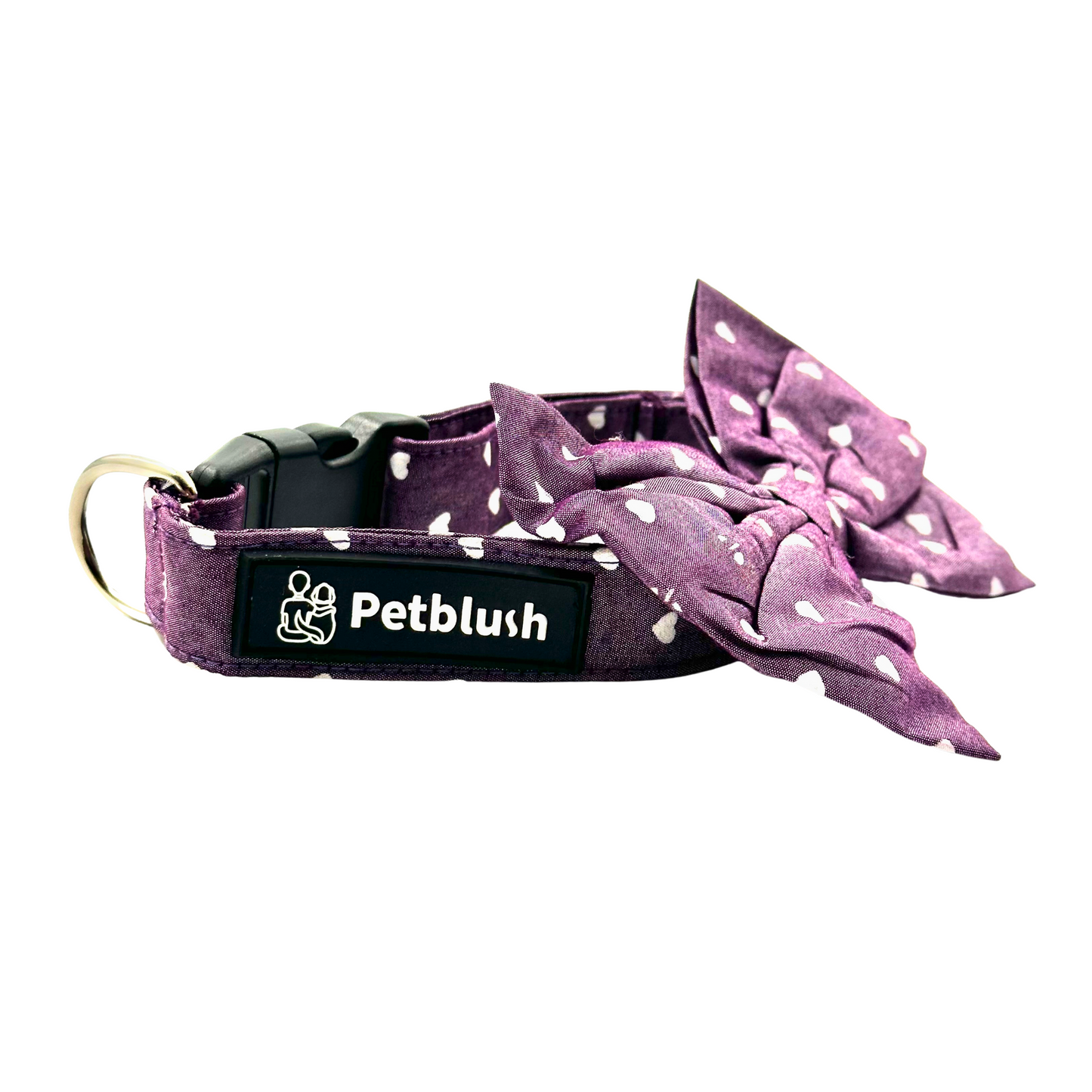Petblush Heart Print Bow Collar For Puppies