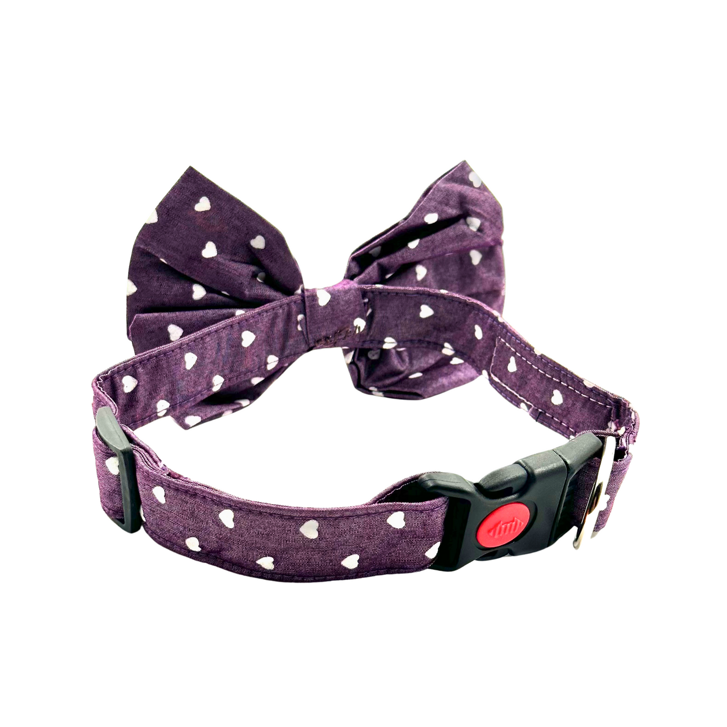 Petblush Heart Print Bow Collar For Puppies