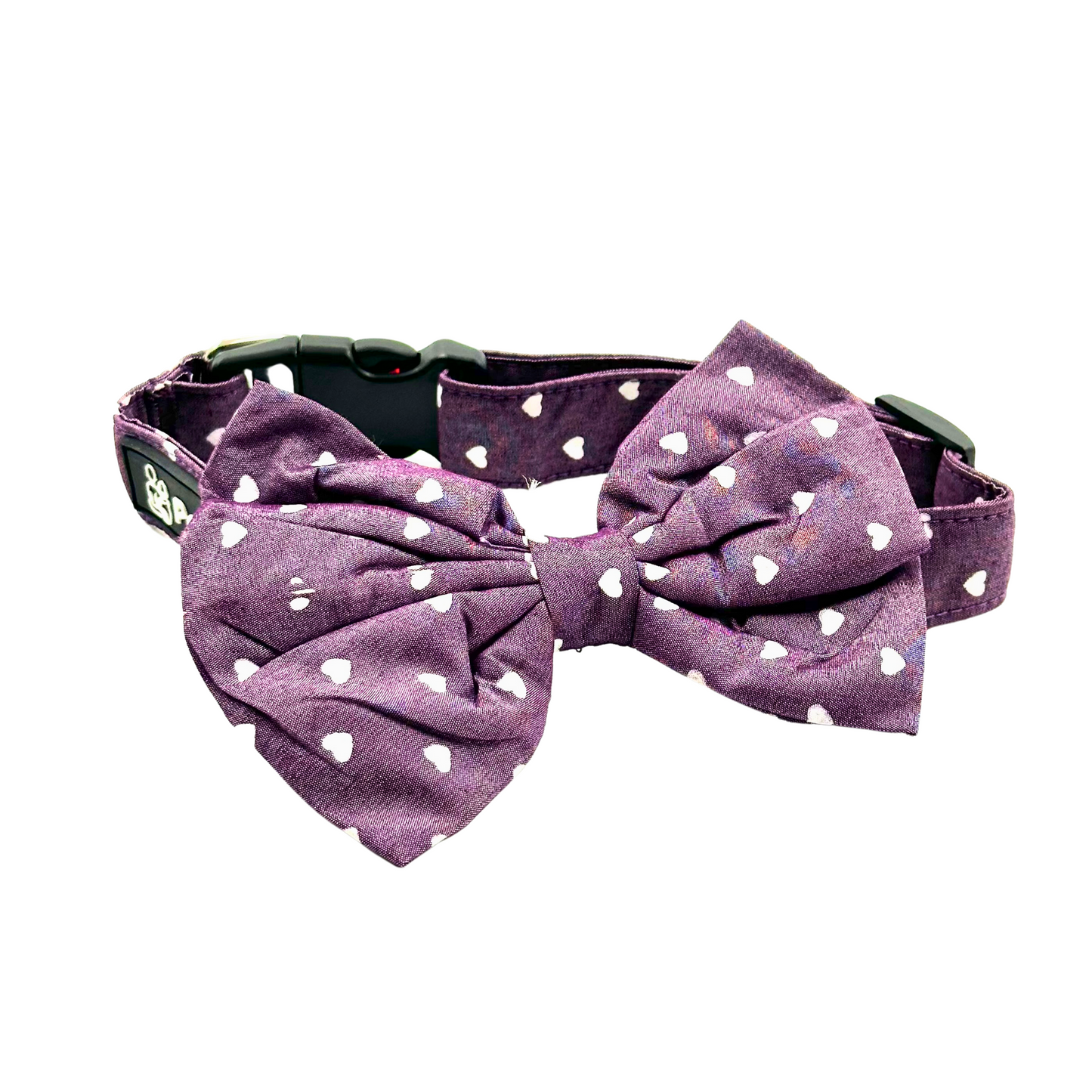 Petblush Heart Print Bow Collar For Puppies