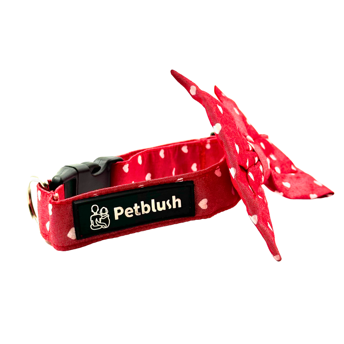 Petblush Heart Print Bow Collar For Puppies