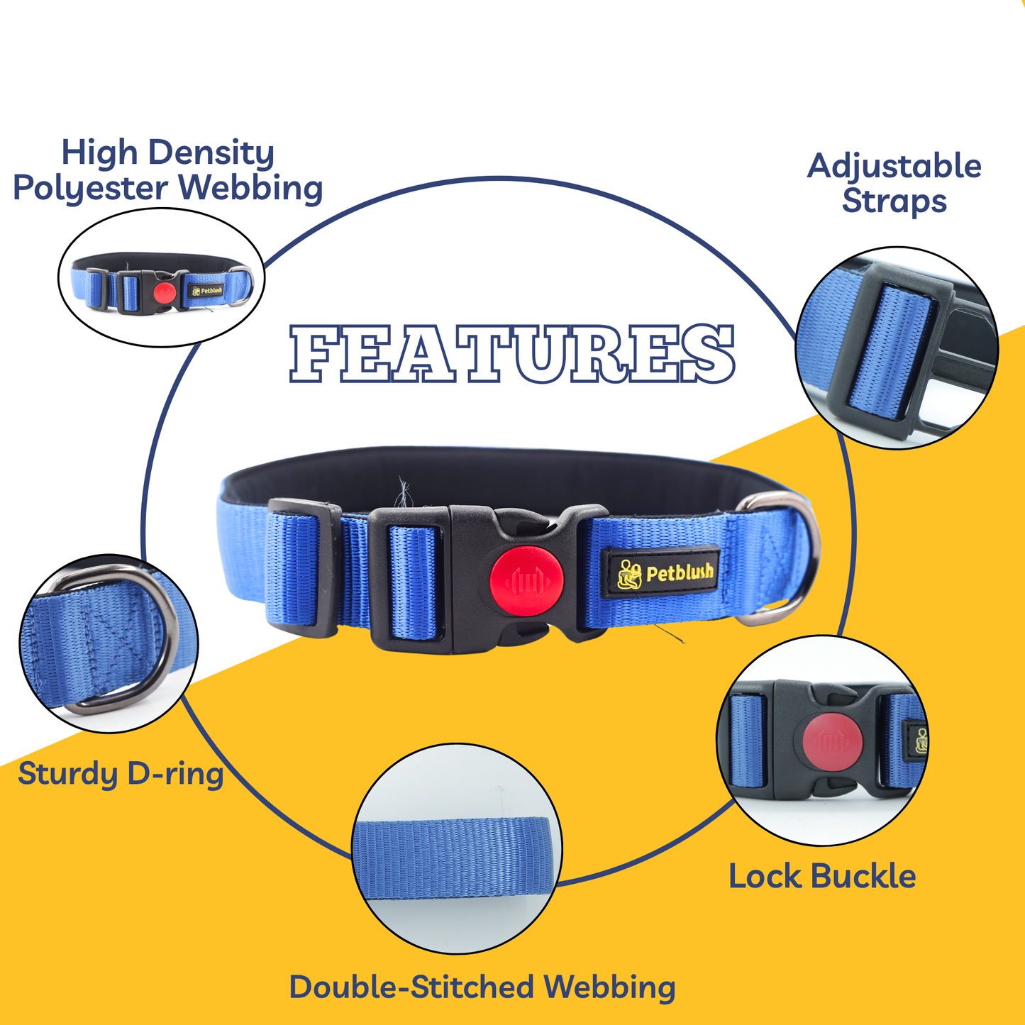 Petblush Bold Padded Collars with Lock Buckle