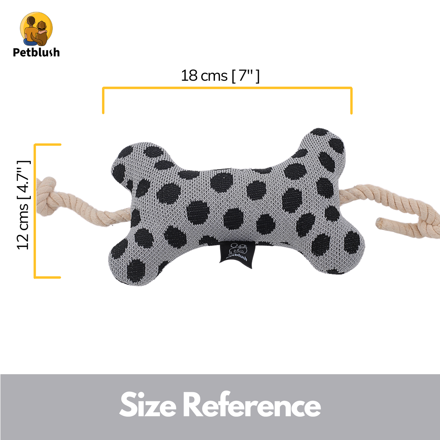 Petblush Plush Dotted Bone Rope Toy for Dogs