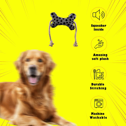 Petblush Plush Dotted Bone Rope Toy for Dogs