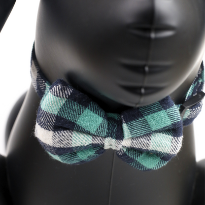 Petblush Checks  Bow Collar For Dogs