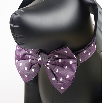 Petblush Heart Print Bow Collar For Puppies