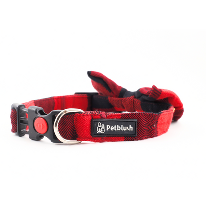 Petblush Checks  Bow Collar For Dogs