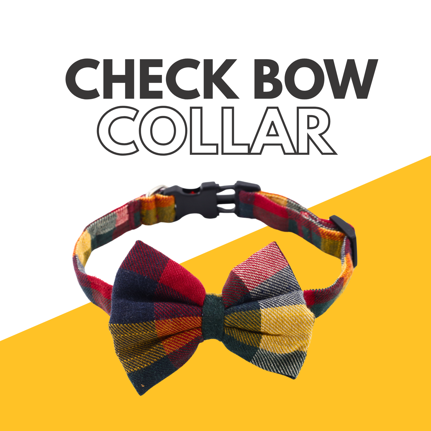 Petblush Checks  Bow Collar For Dogs