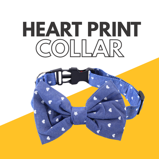 Petblush Heart Print Bow Collar For Puppies
