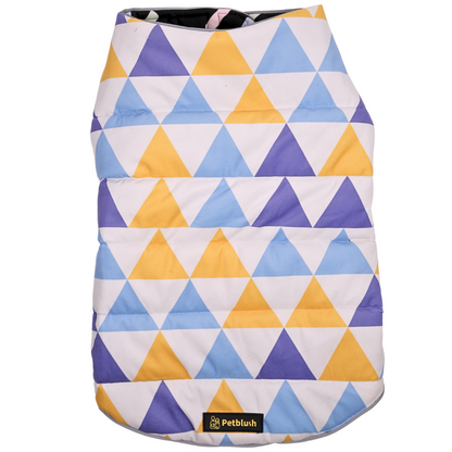 Petblush Woof & Triangles Reversible Velvet Jacket For Dogs