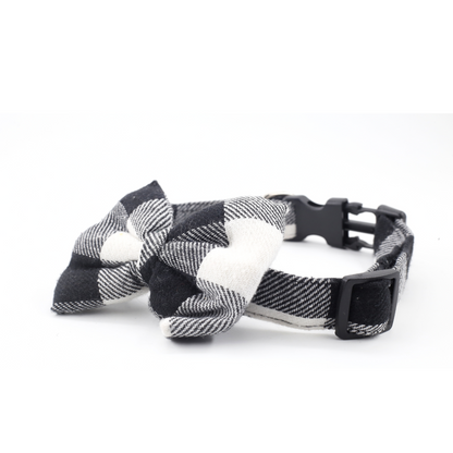 Petblush Checks  Bow Collar For Dogs
