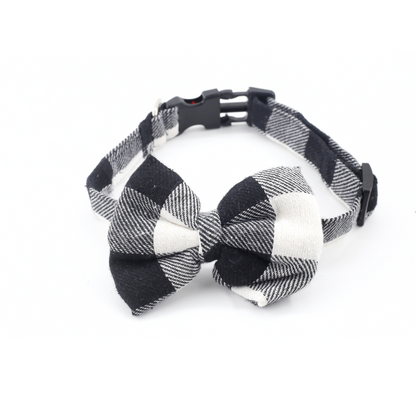 Petblush Checks  Bow Collar For Dogs