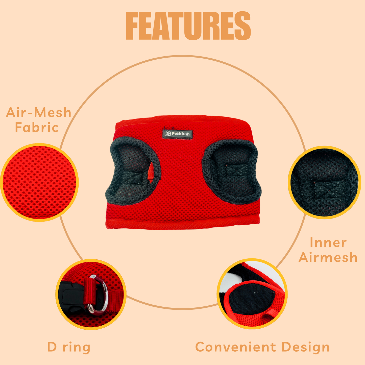 Petblush Flip Flap Airmesh Harness For Cats and Small Dogs